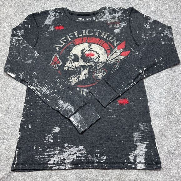 Affliction Other - Affliction Shirt Men XL American Customs Choctaw Thermal Scull Distressed Grunge